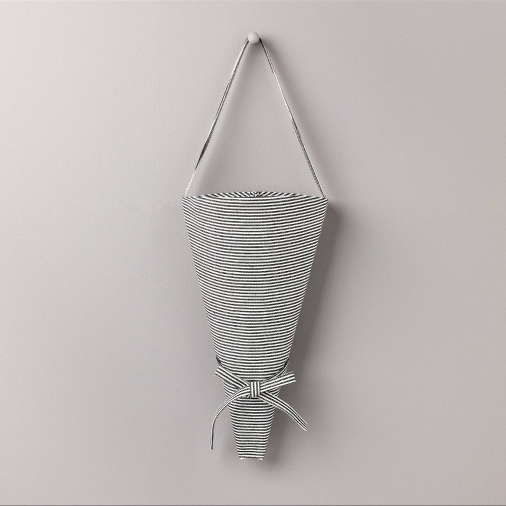 NWT, Conical Striped Fabric Flower Market Tote Gray/Cream - Hearth & Hand